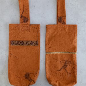 fabric wine bottle gift bag - color Tan