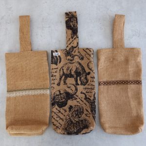 fabric wine bottle gift bags - Brown