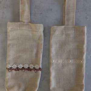 fabric wine bottle gift bags - White